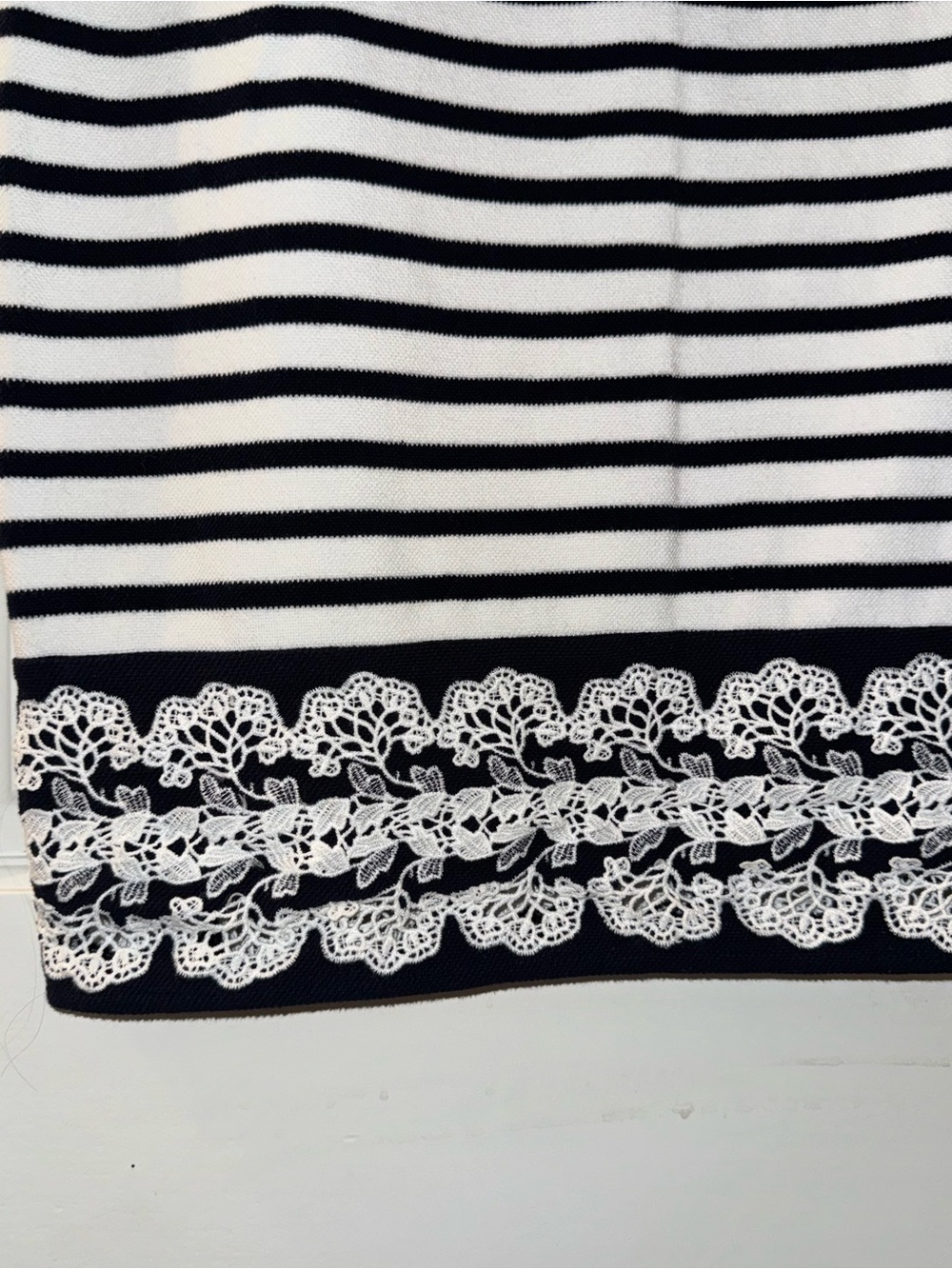 Talbots Black & White Striped Dress with Lace Hem - Picture 6 of 8